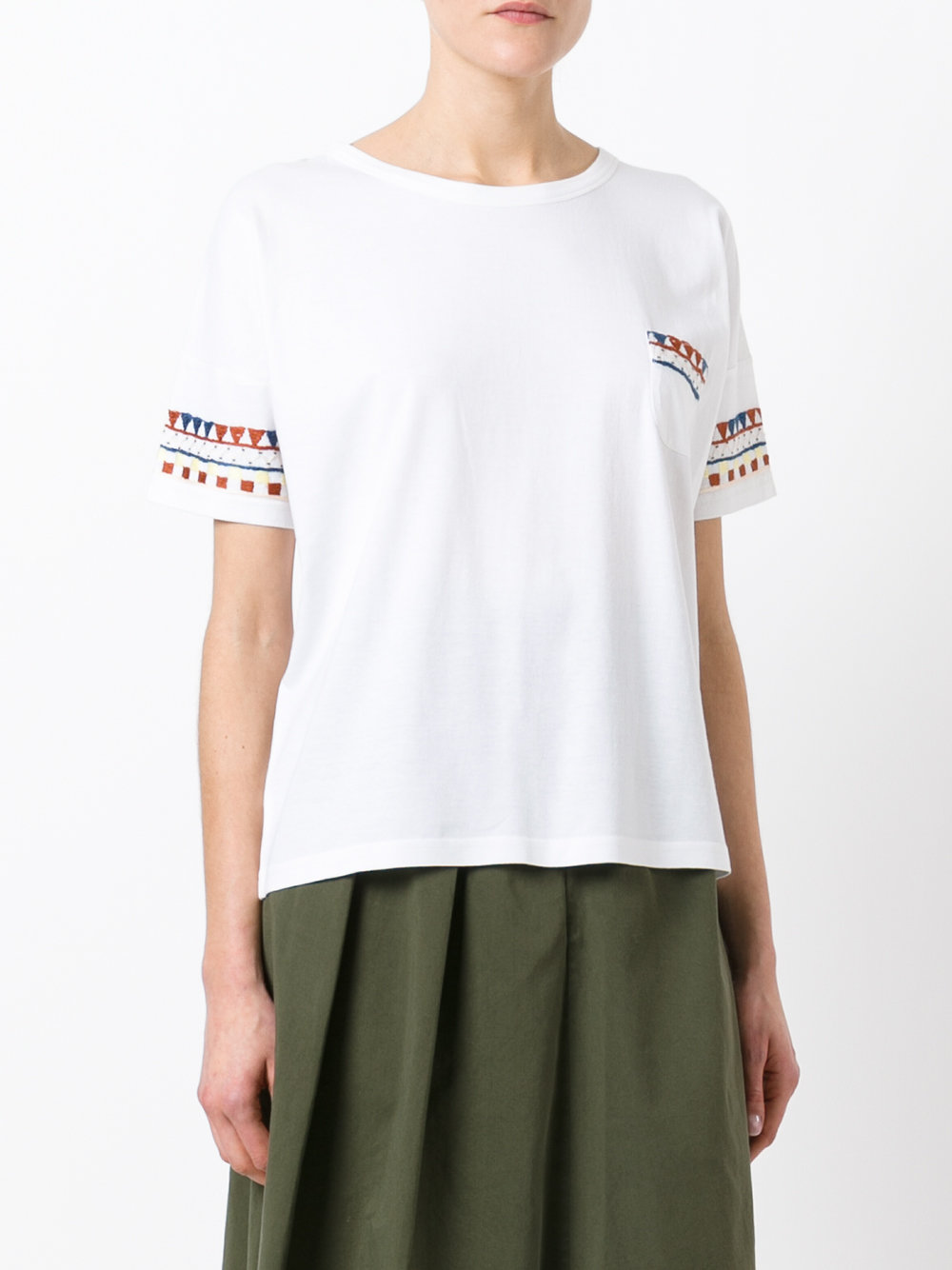 patterned trim T-shirt