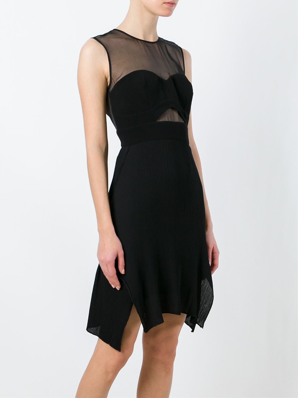 透薄褶饰连衣裙