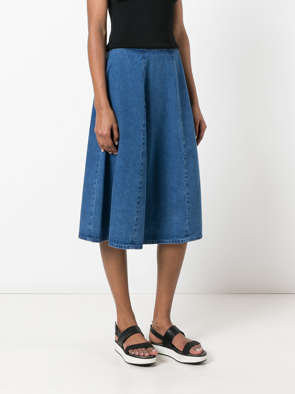 a-line denim skirt