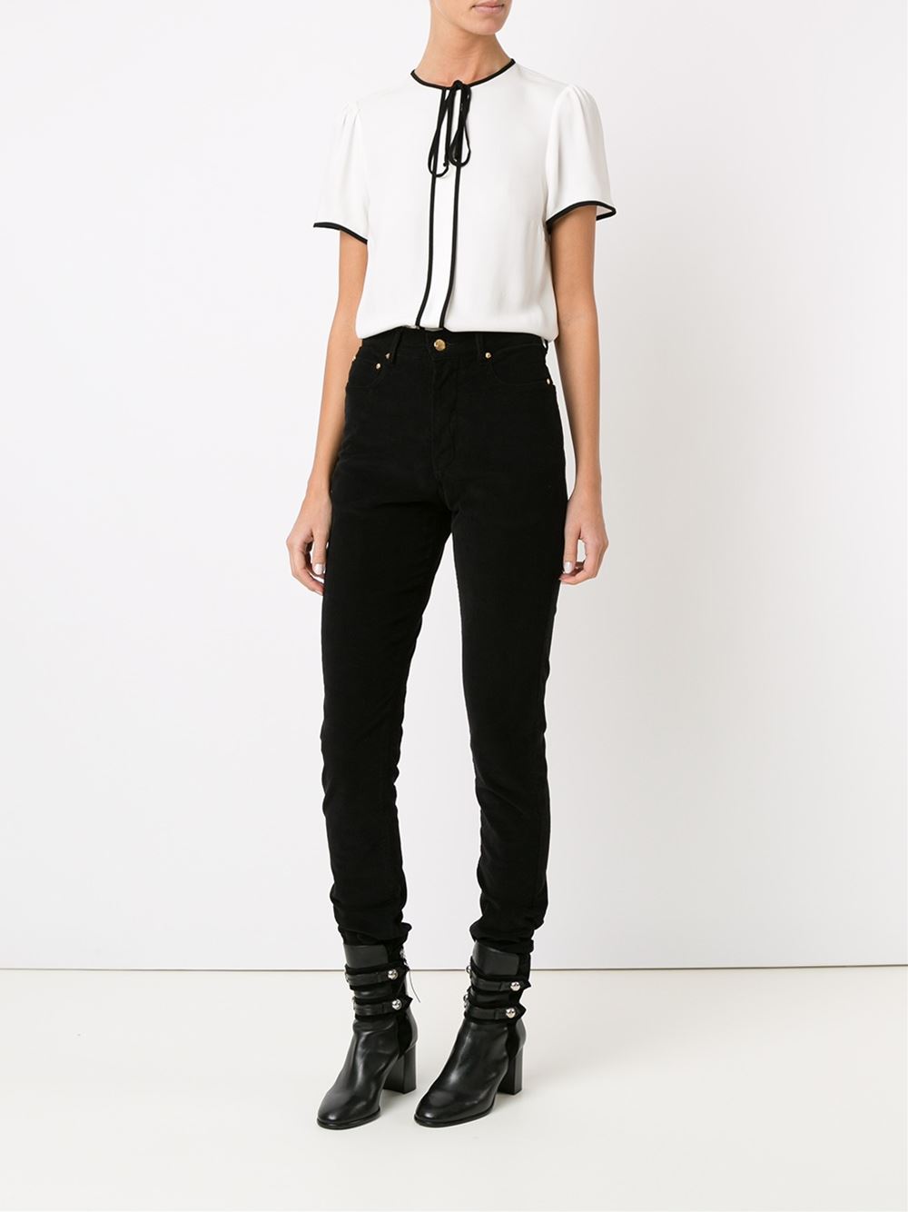 high waist velvet skinny trousers