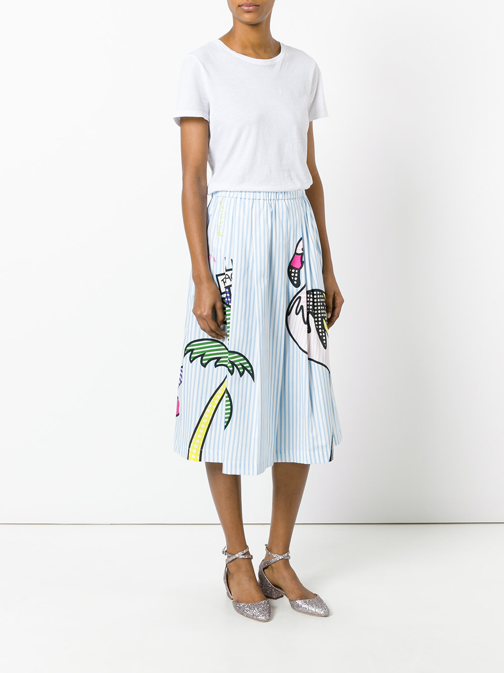 mixed print A-line skirt