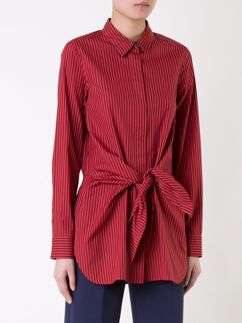 front tied stripe shirt