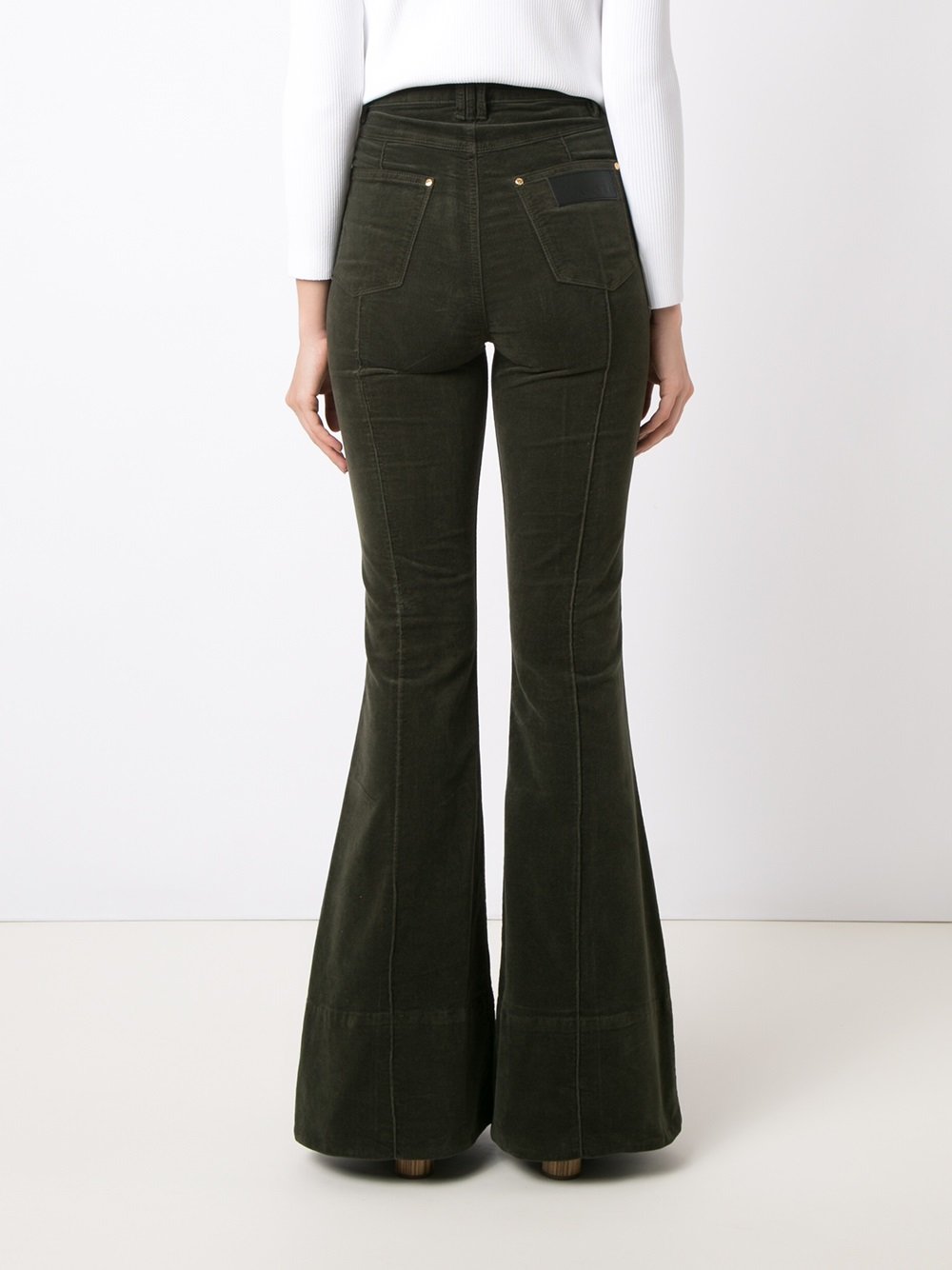 high waist velvet flared trousers
