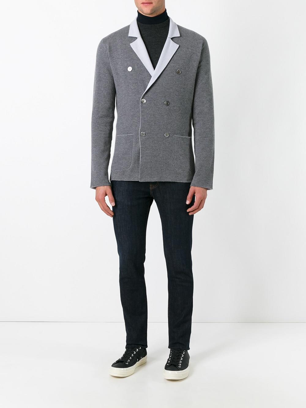 double-breasted knit blazer