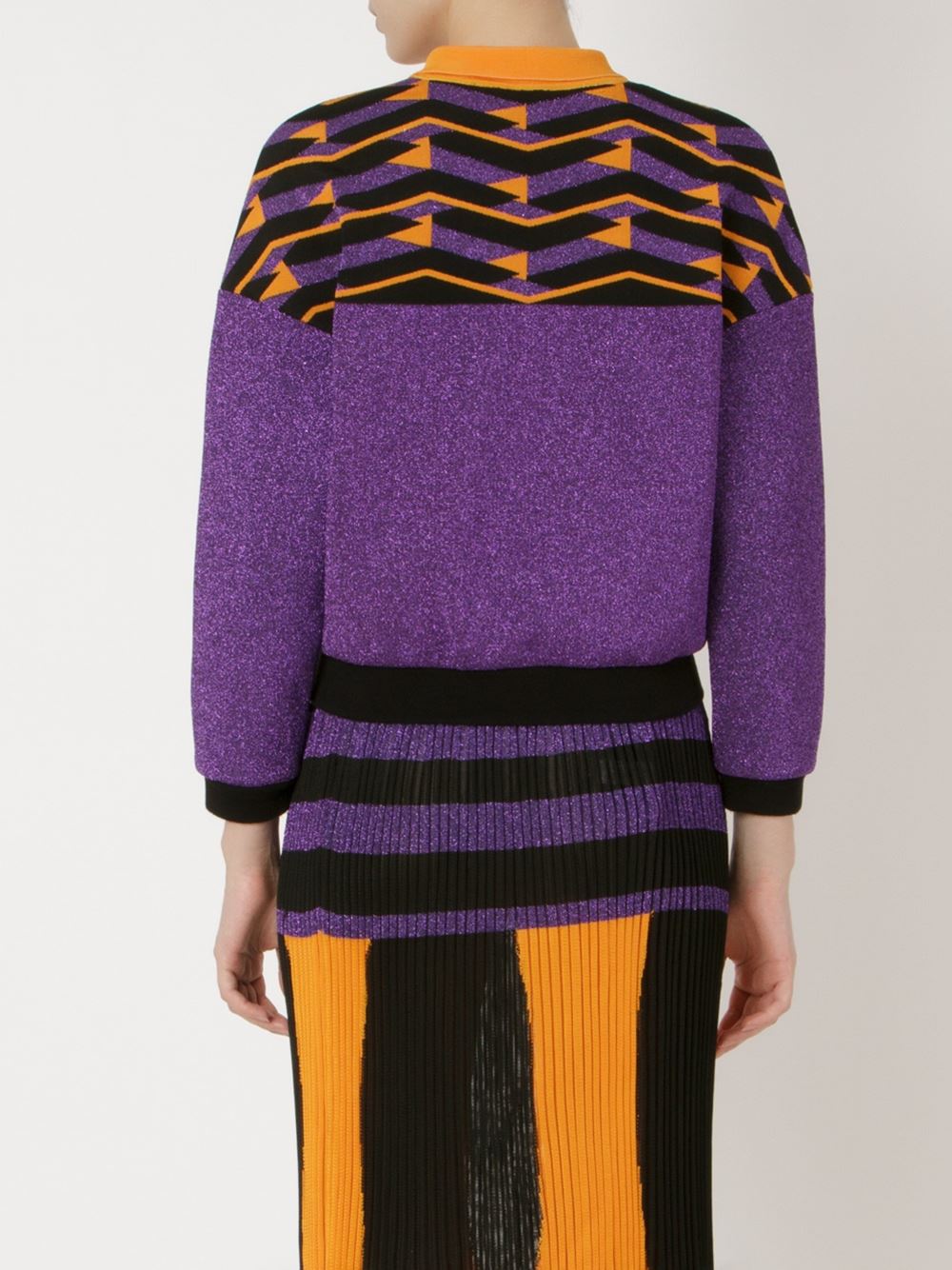 geometric pattern knit blouse