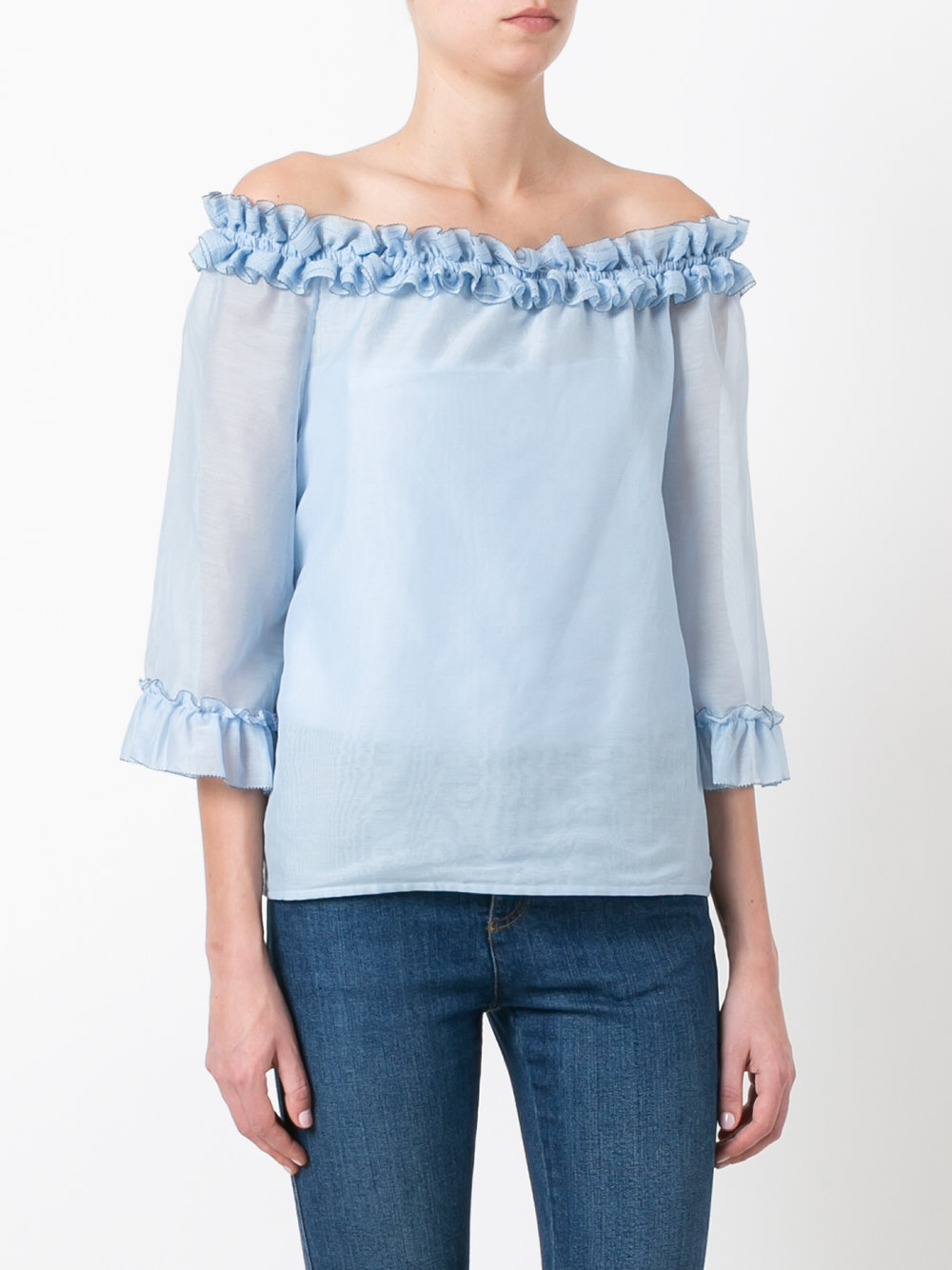 ruffled off-the-shoulder top