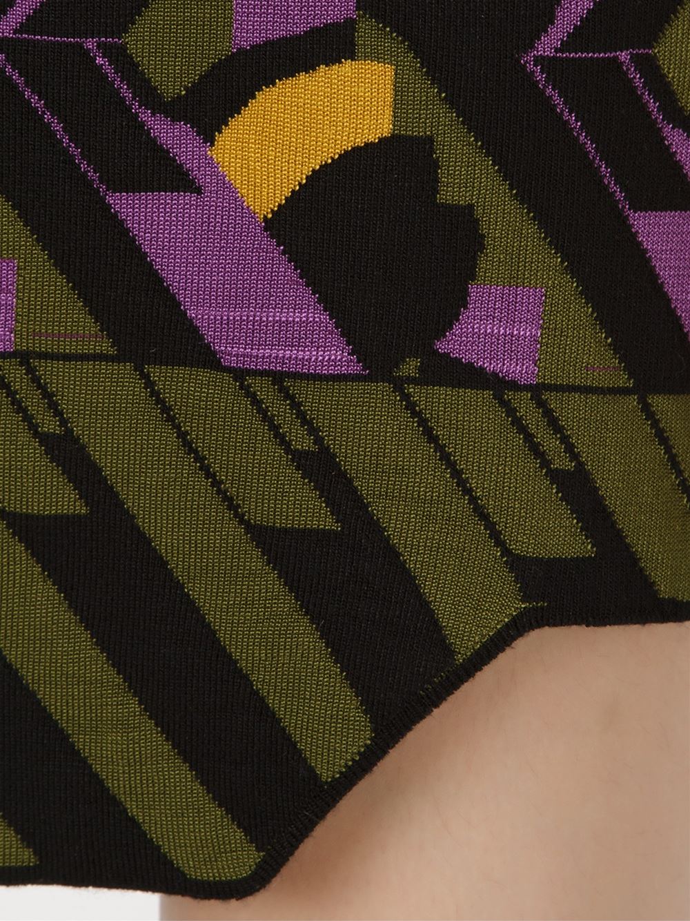 geometric knit fitted skirt