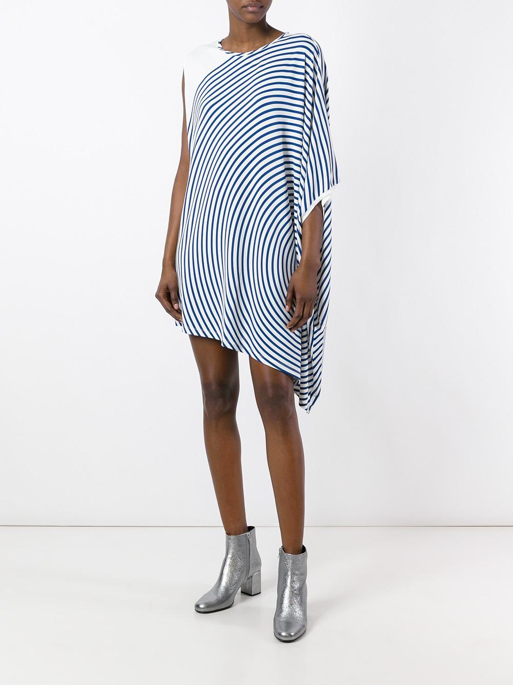 striped one shoulder dress