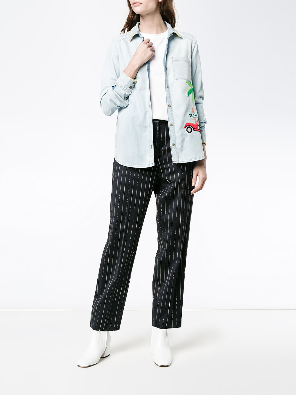 embroidered denim shirt