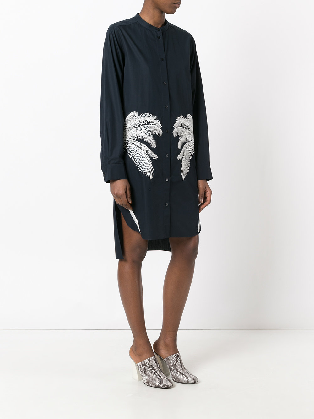 feather print shirt dress