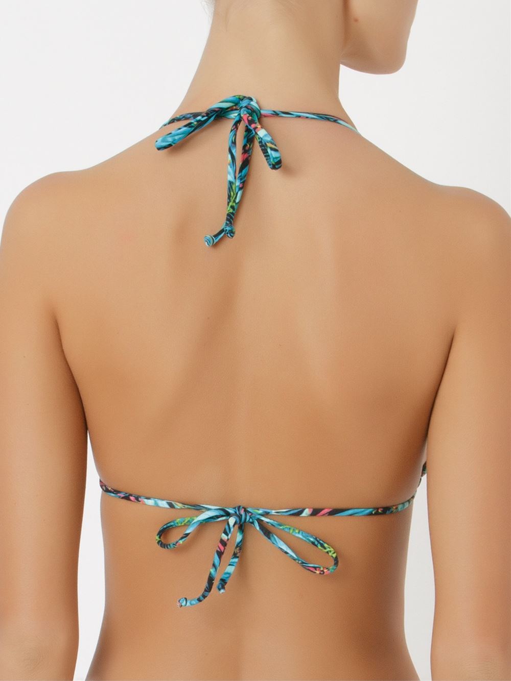 foliage print triangle bikini top