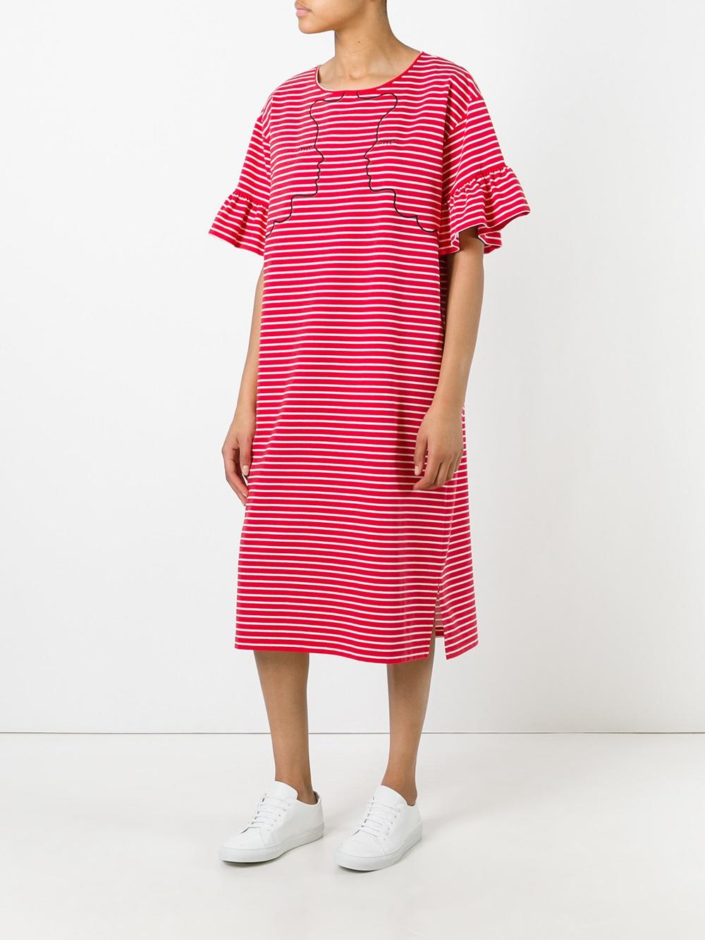 embroidered striped dress