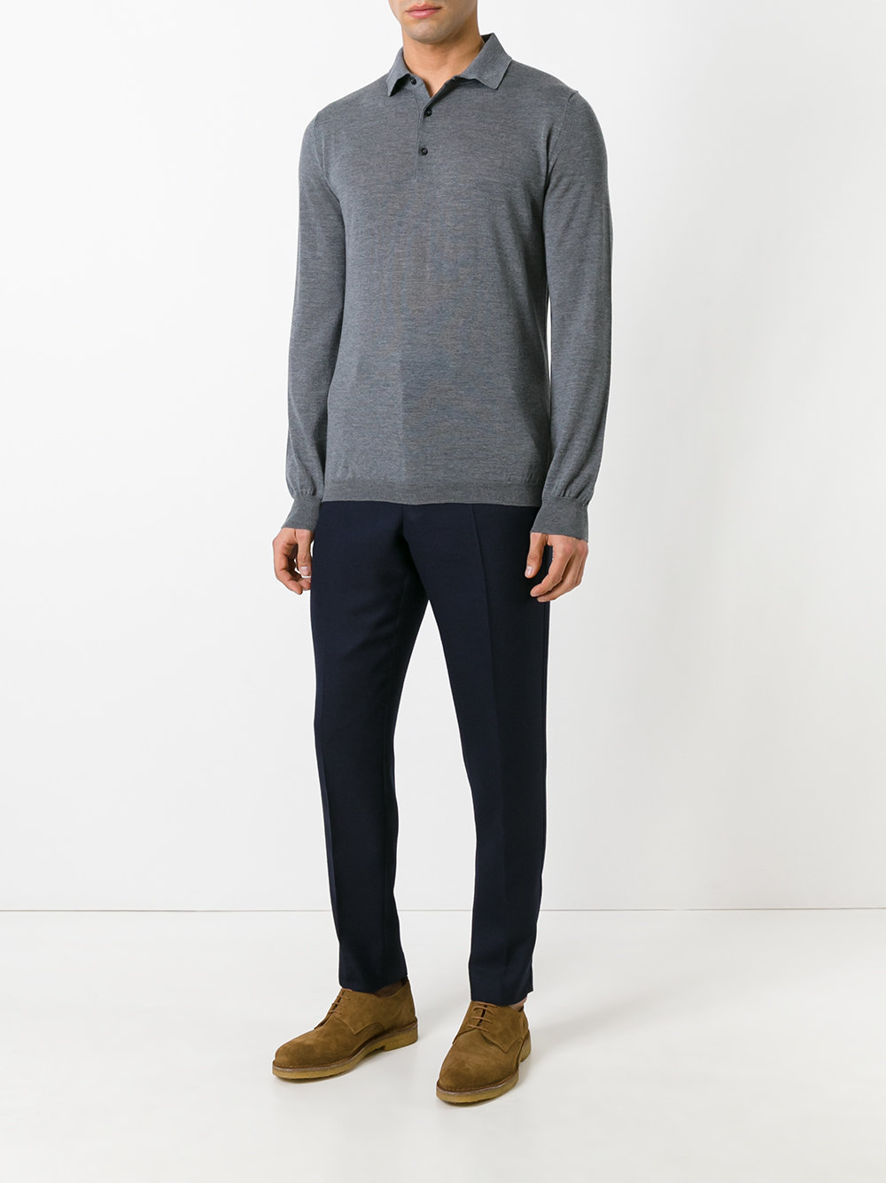 heathered polo shirt