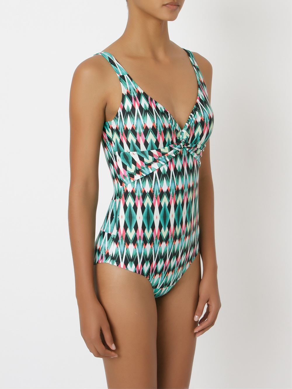 open back printed swimsuit