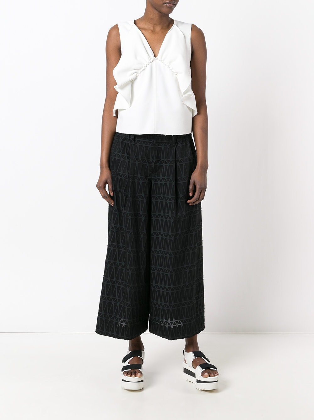 printed wide leg culottes