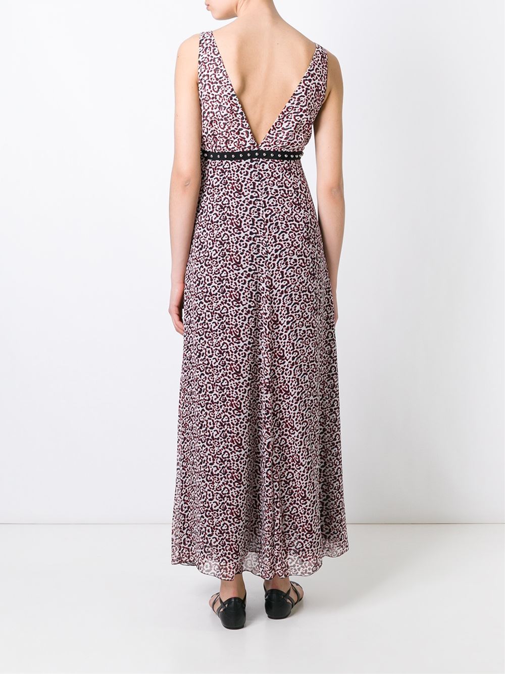 animal print contrast waist dress