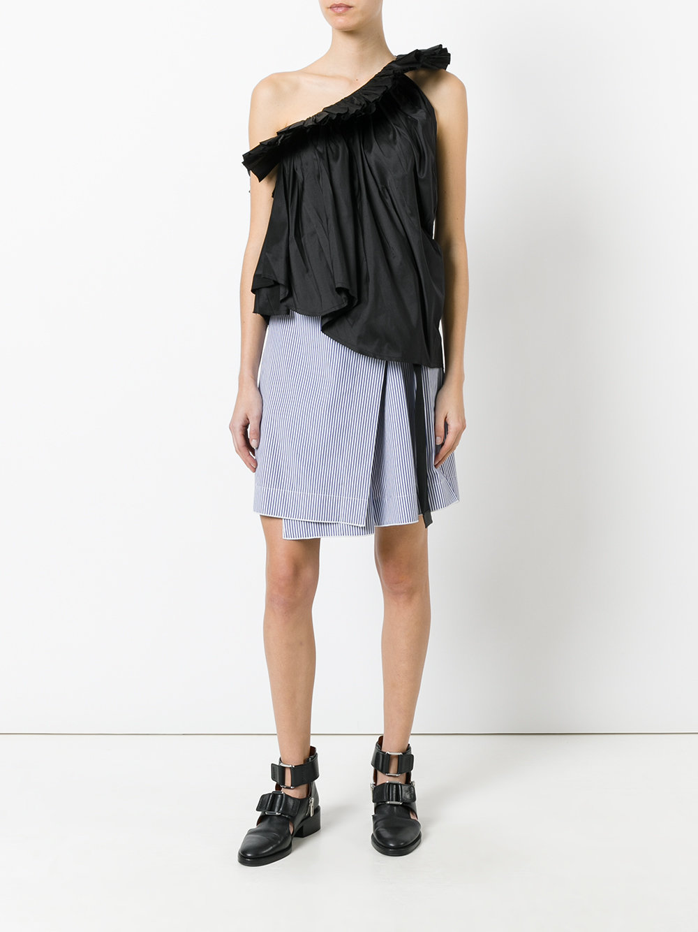 ruffled one-shoulder blouse