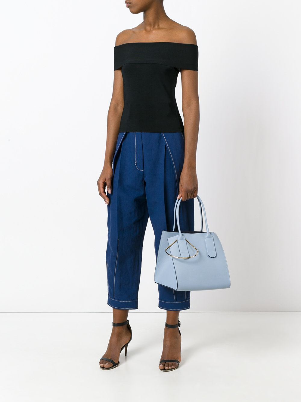 tote bag with gold tone detail