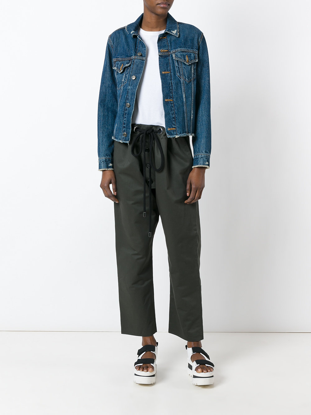 drawstring cropped trousers