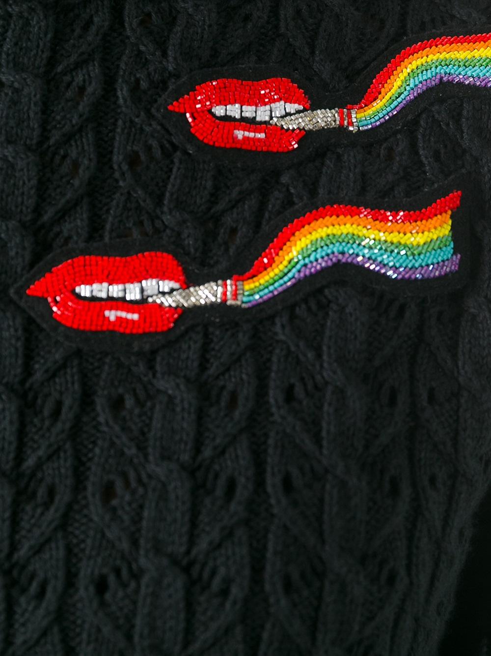 smoking lips beaded sweater