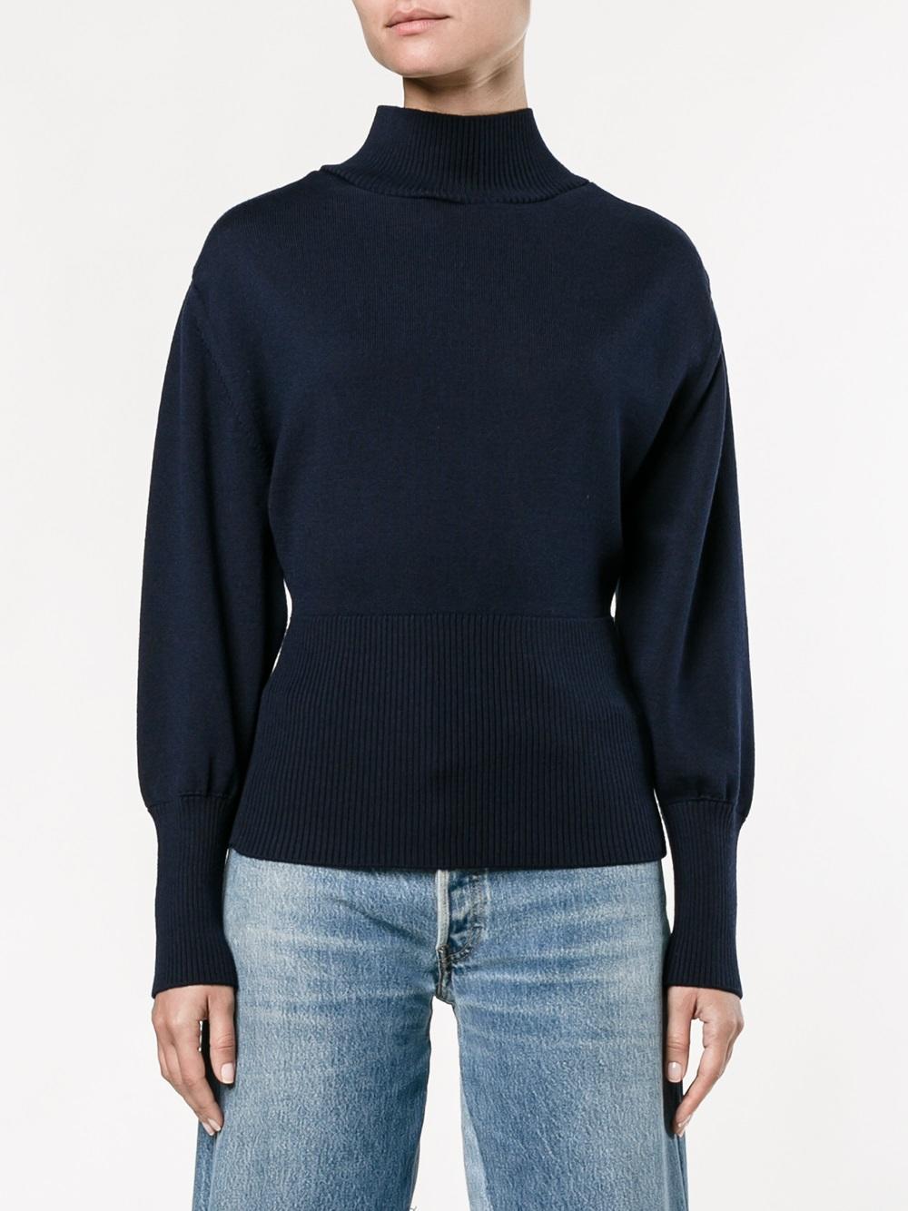 Wool High Neck Knit with Open Back