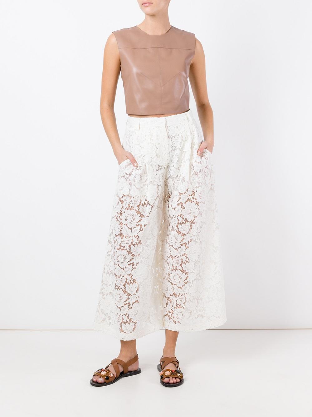 cropped lambskin top