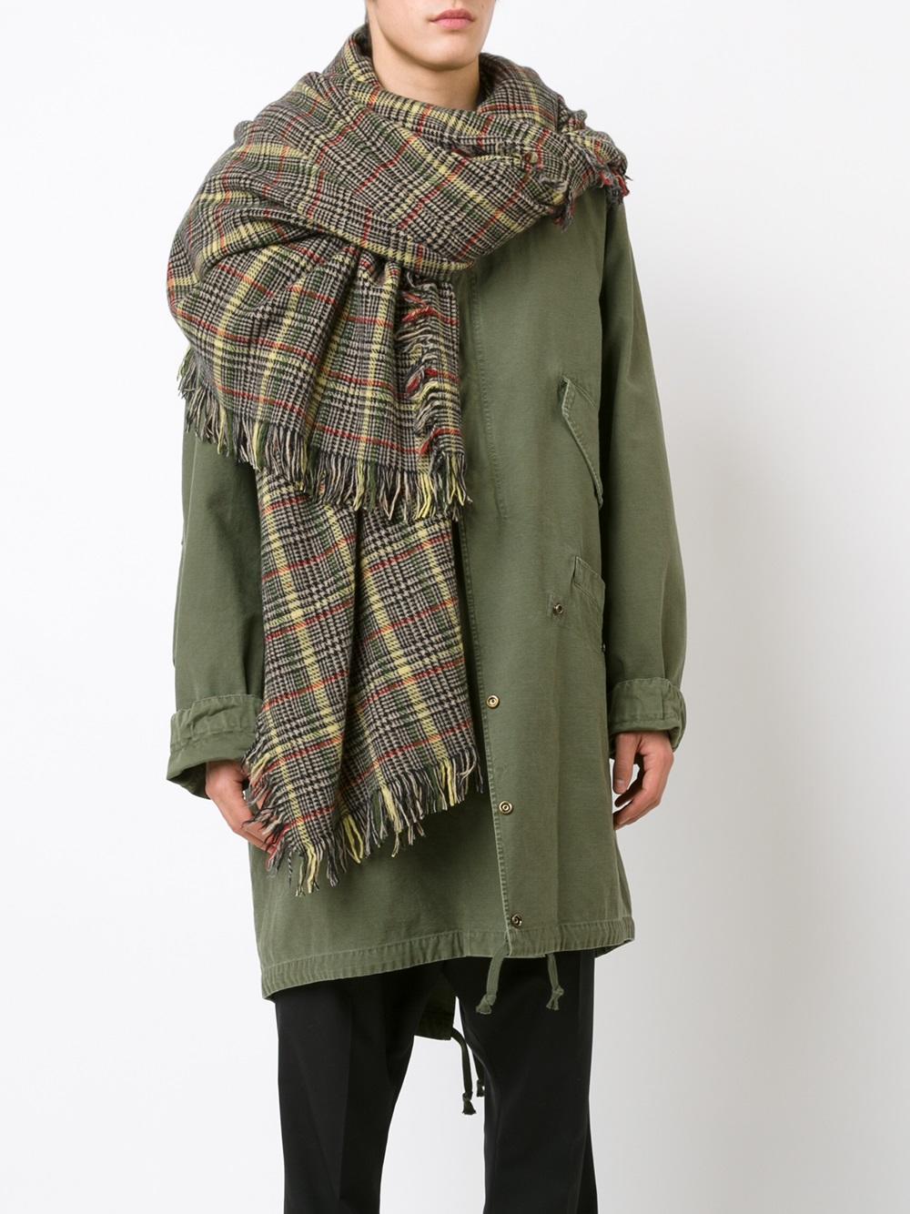 long frayed houndstooth scarf