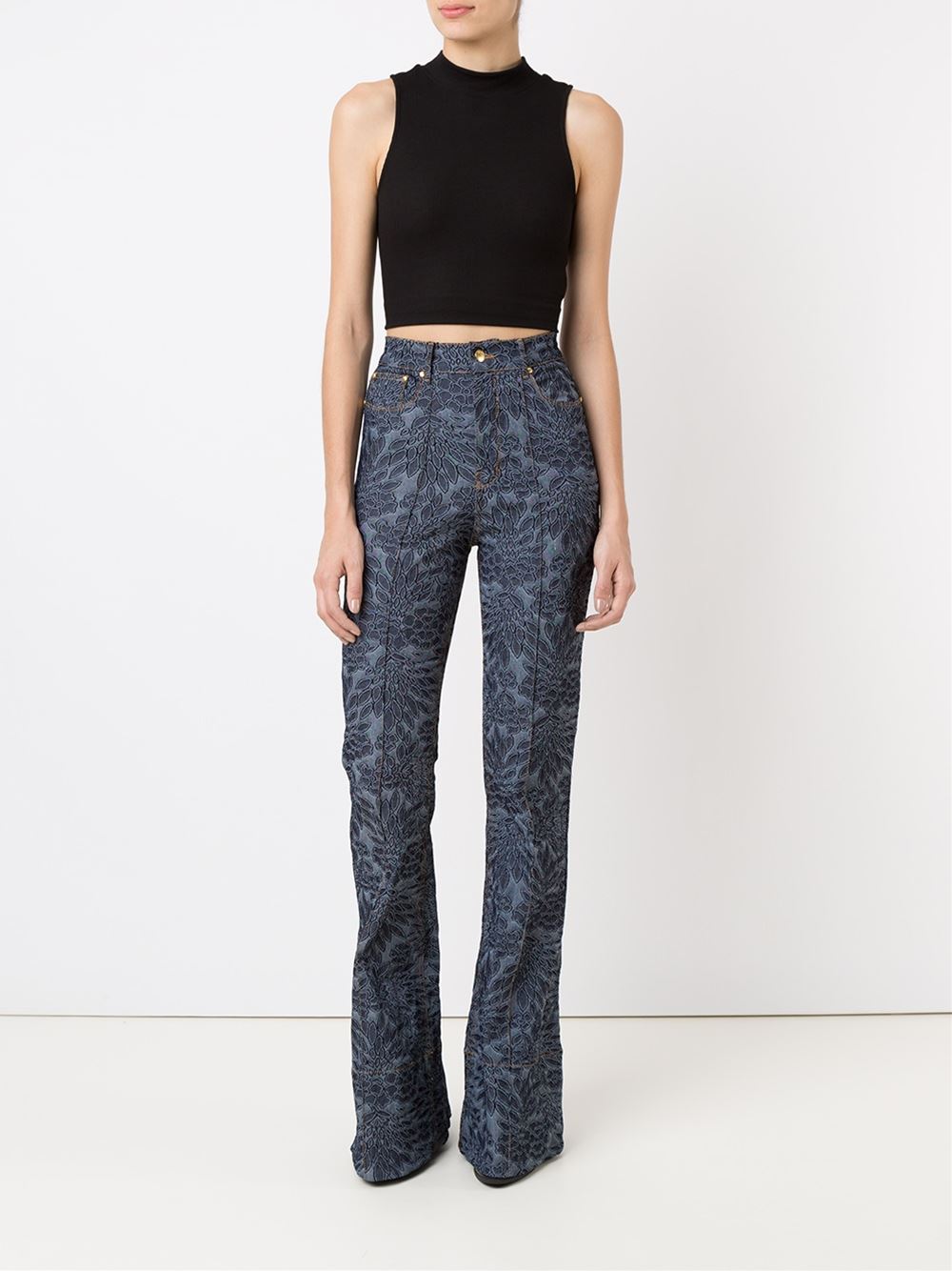 high-waisted flared jeans