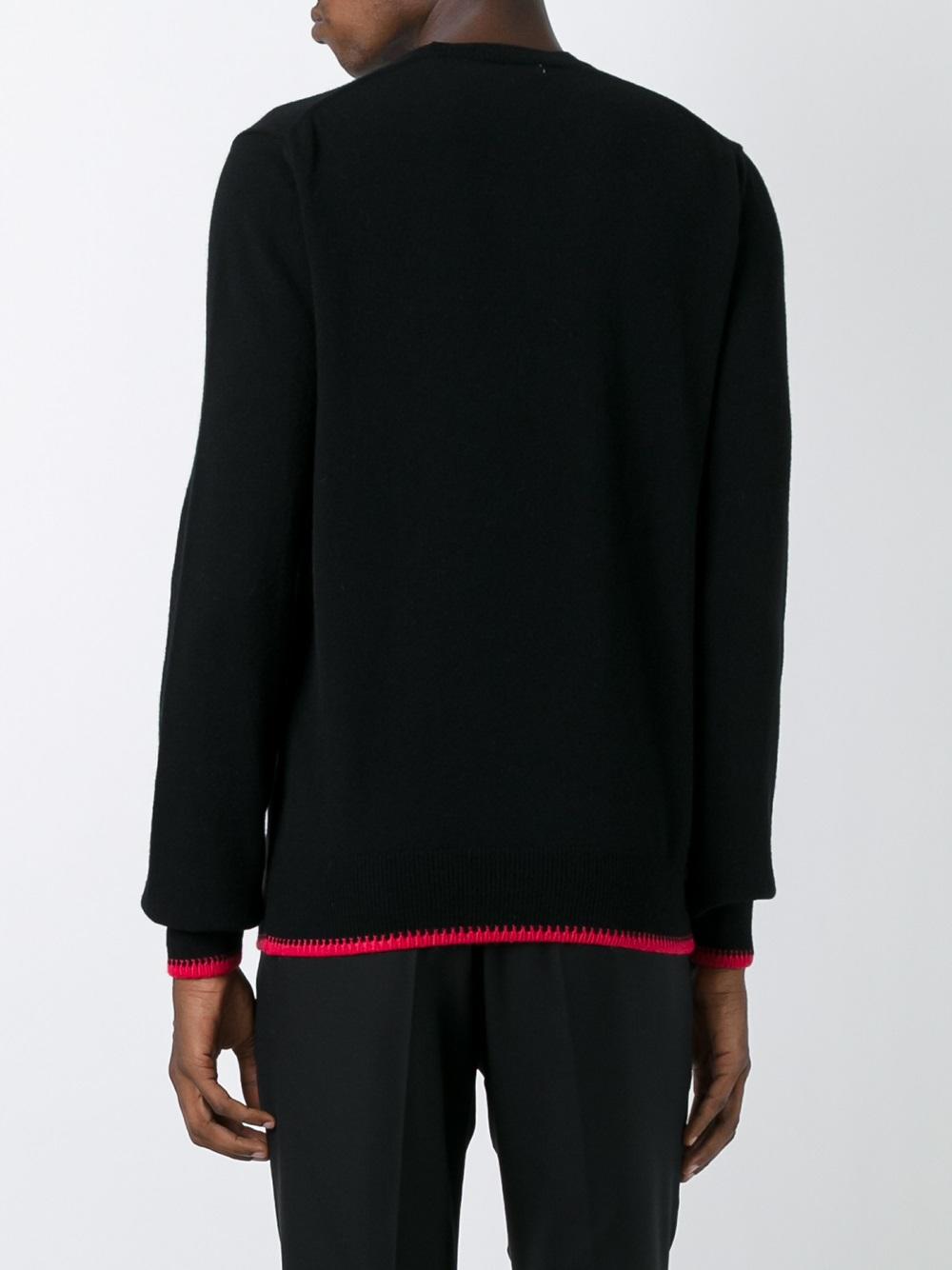 contrast trim crew neck sweater