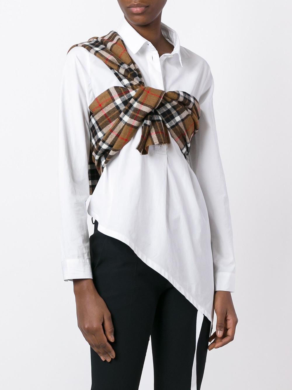 plaid single sleeve top