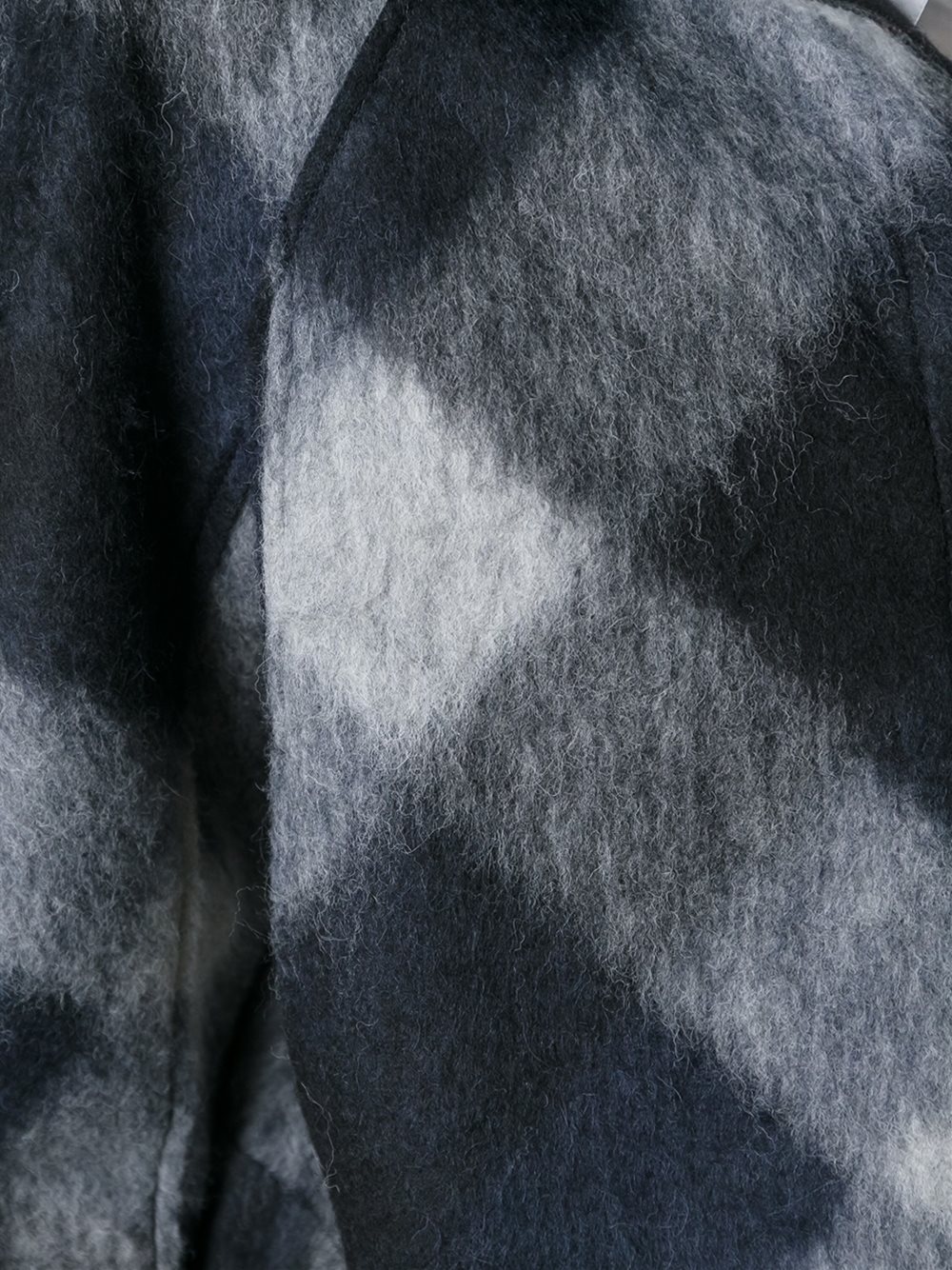 faux fur collar check jacket 