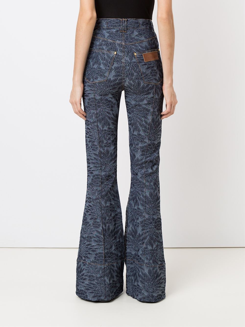 high-waisted flared jeans