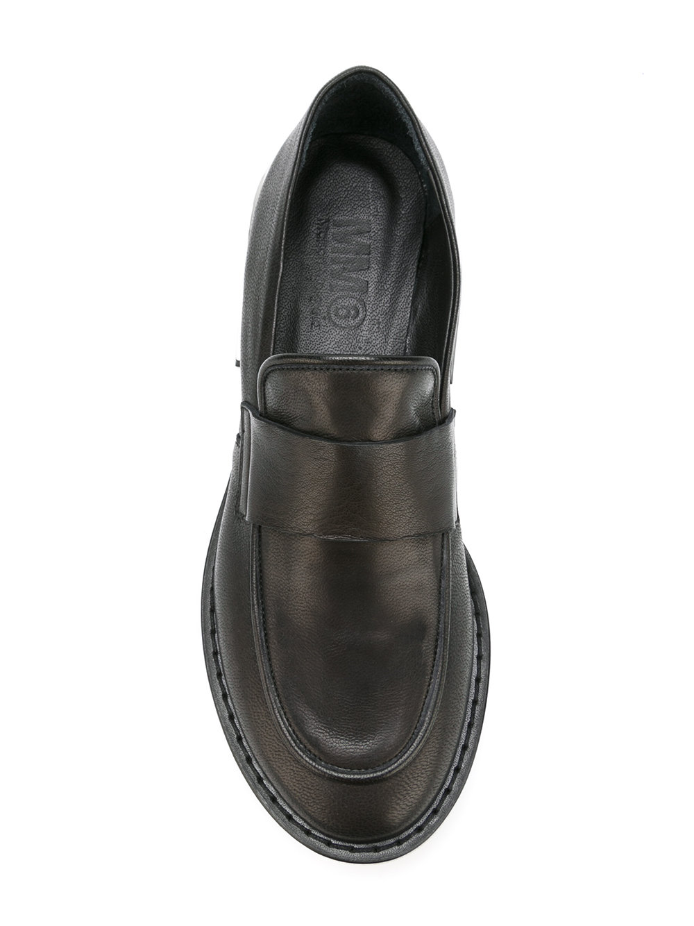 metallic heel penny loafers