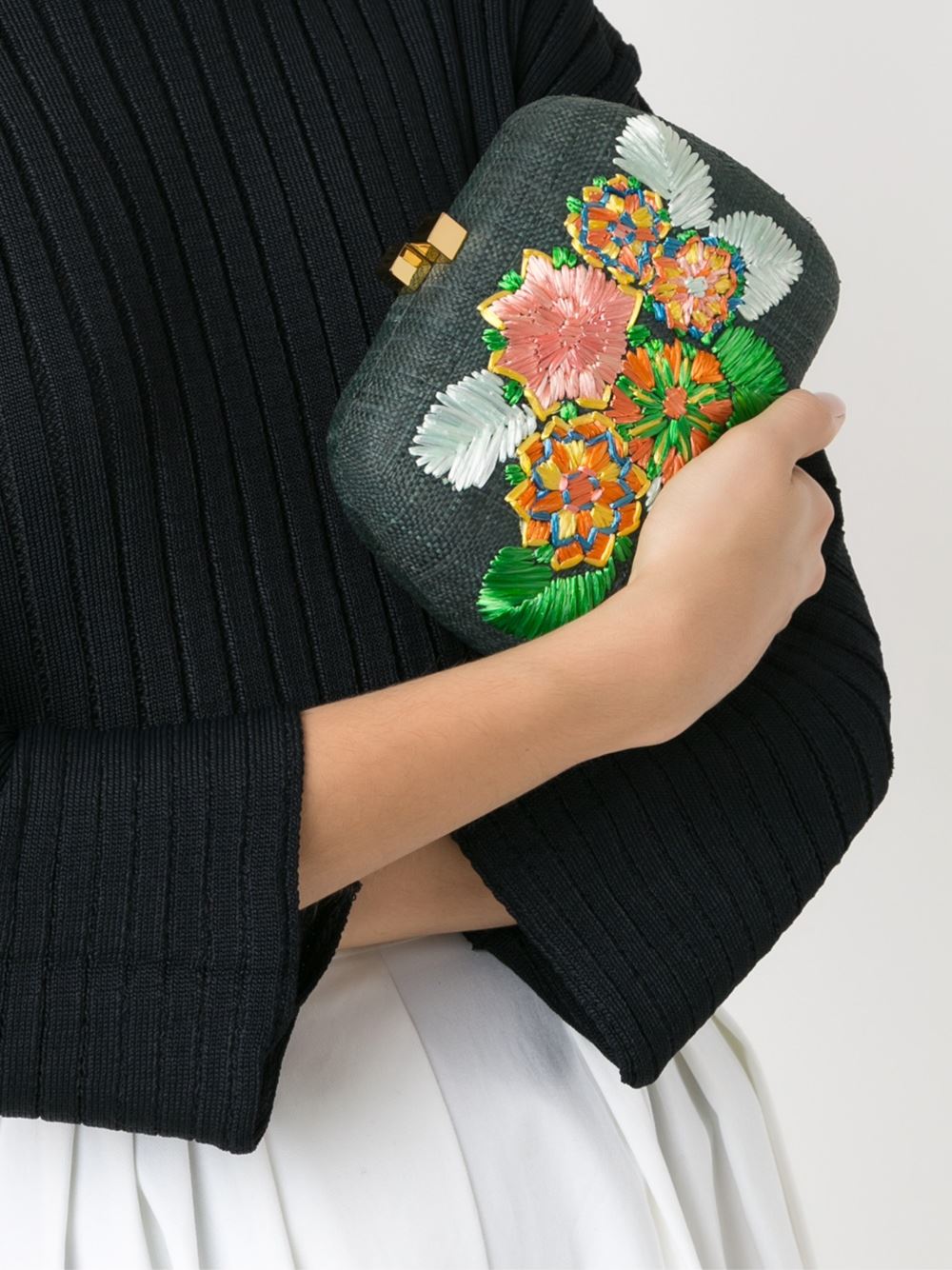 embroidered clutch bag