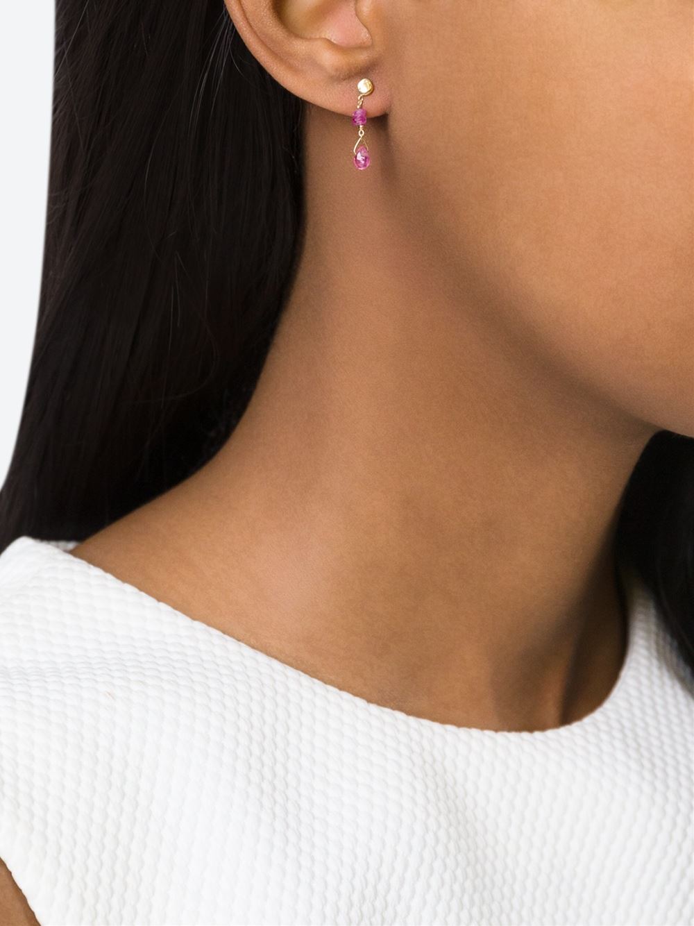 pink sapphire drop stud earrings