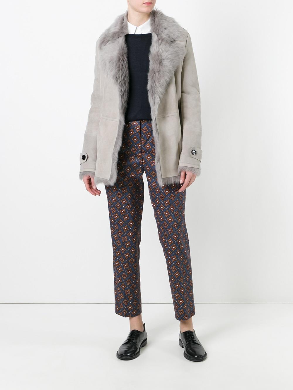 tile print trousers