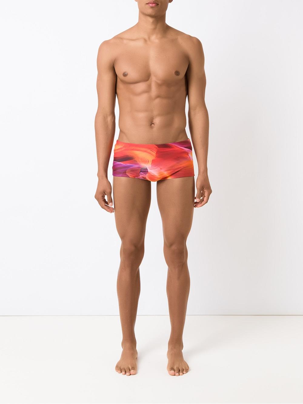 printed swim trunks