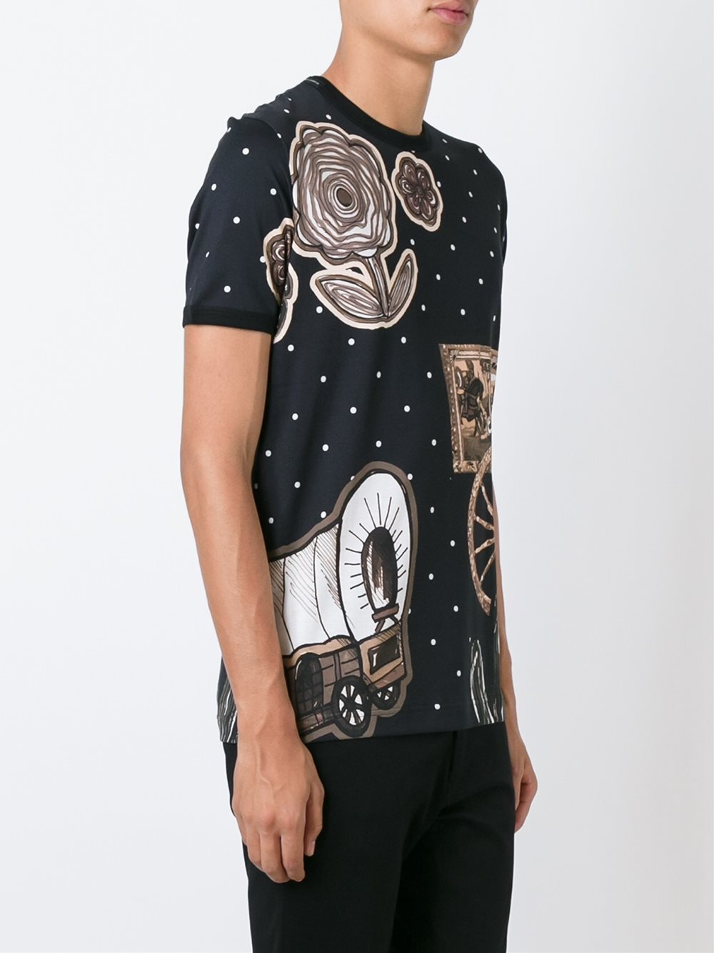 西部牛仔印花t恤