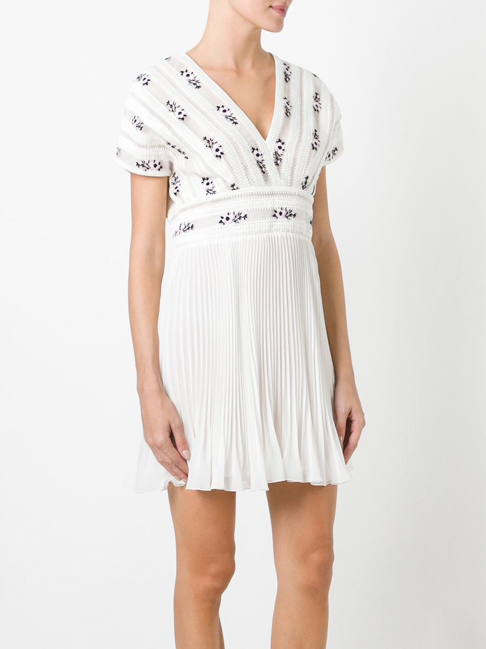 v-neck pleated dress