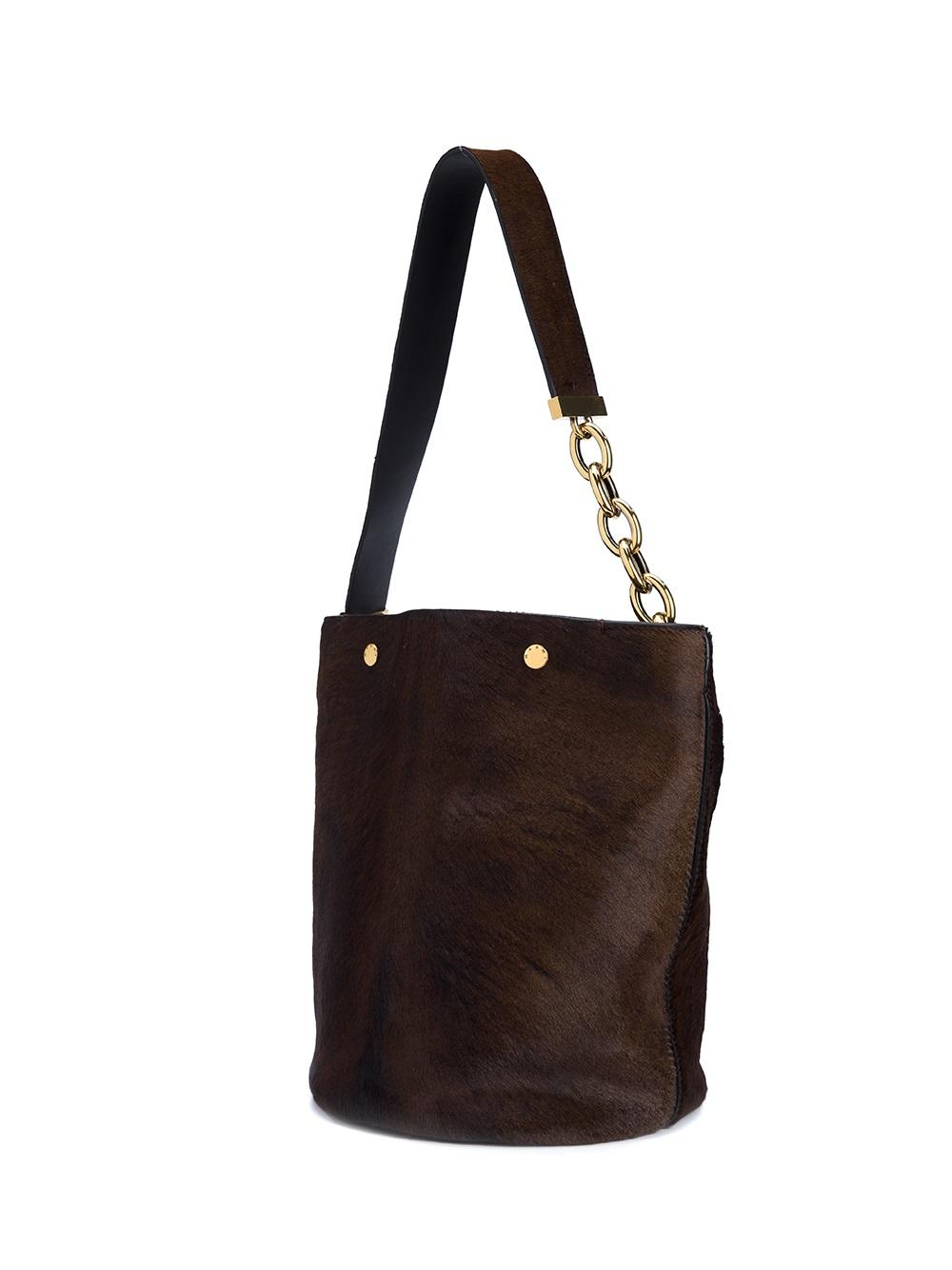 calf hair bucket tote