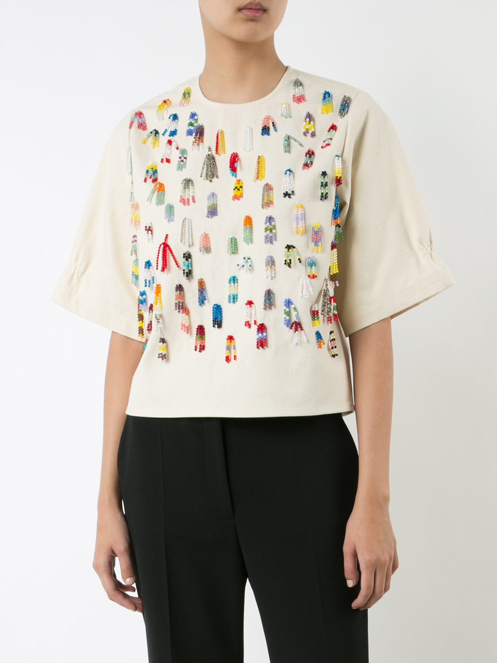 beaded applique T-shirt