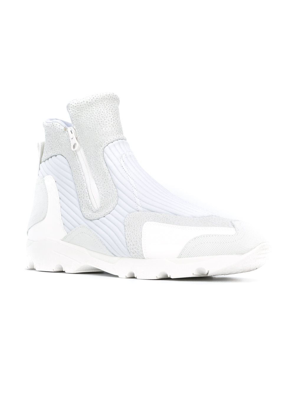 panelled hi-top sneakers