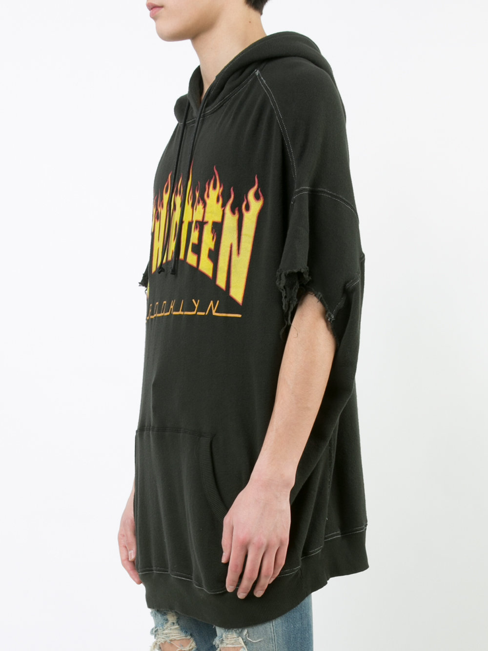 shortsleeved elongated hoodie