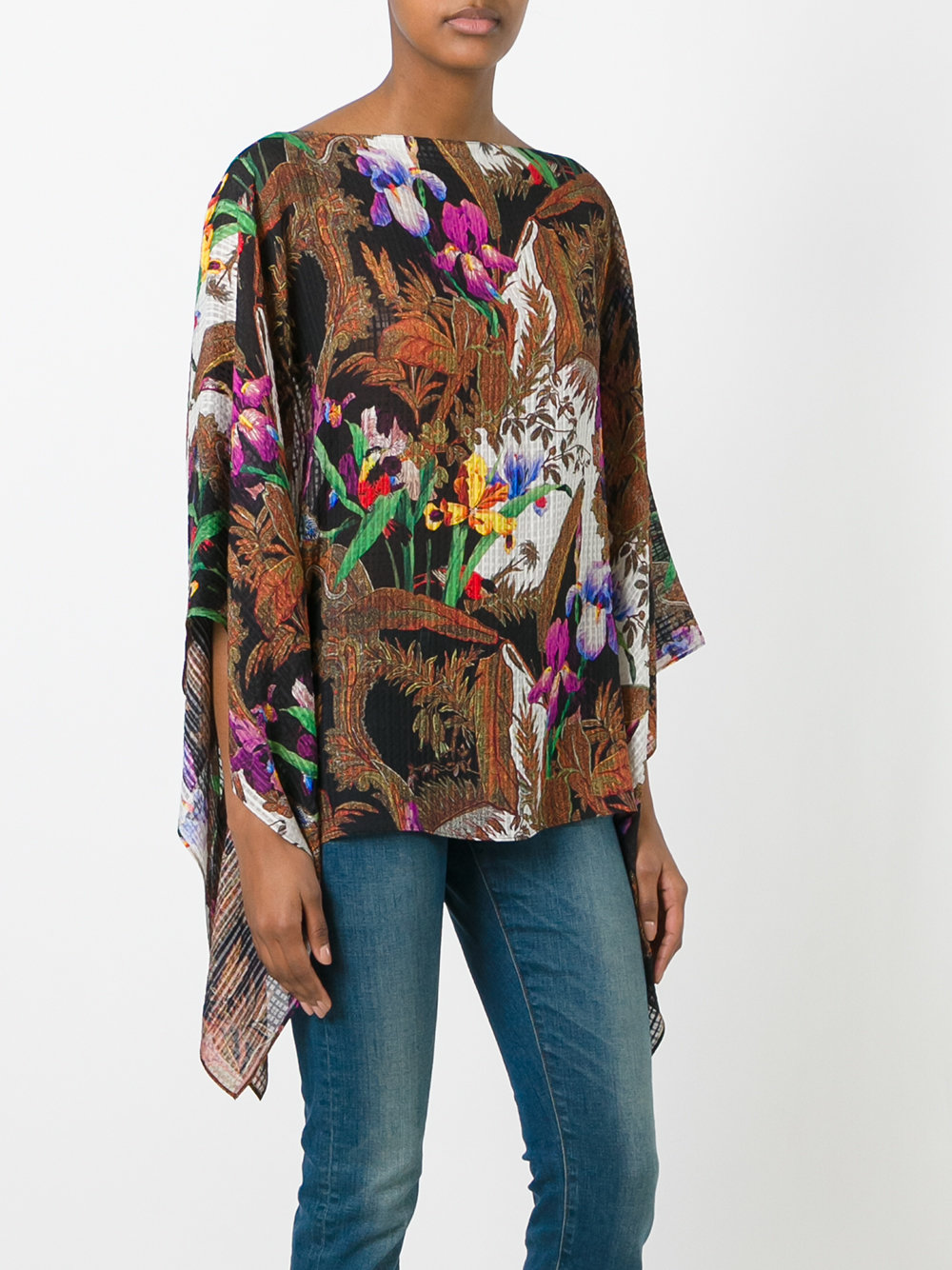 floral print flared blouse