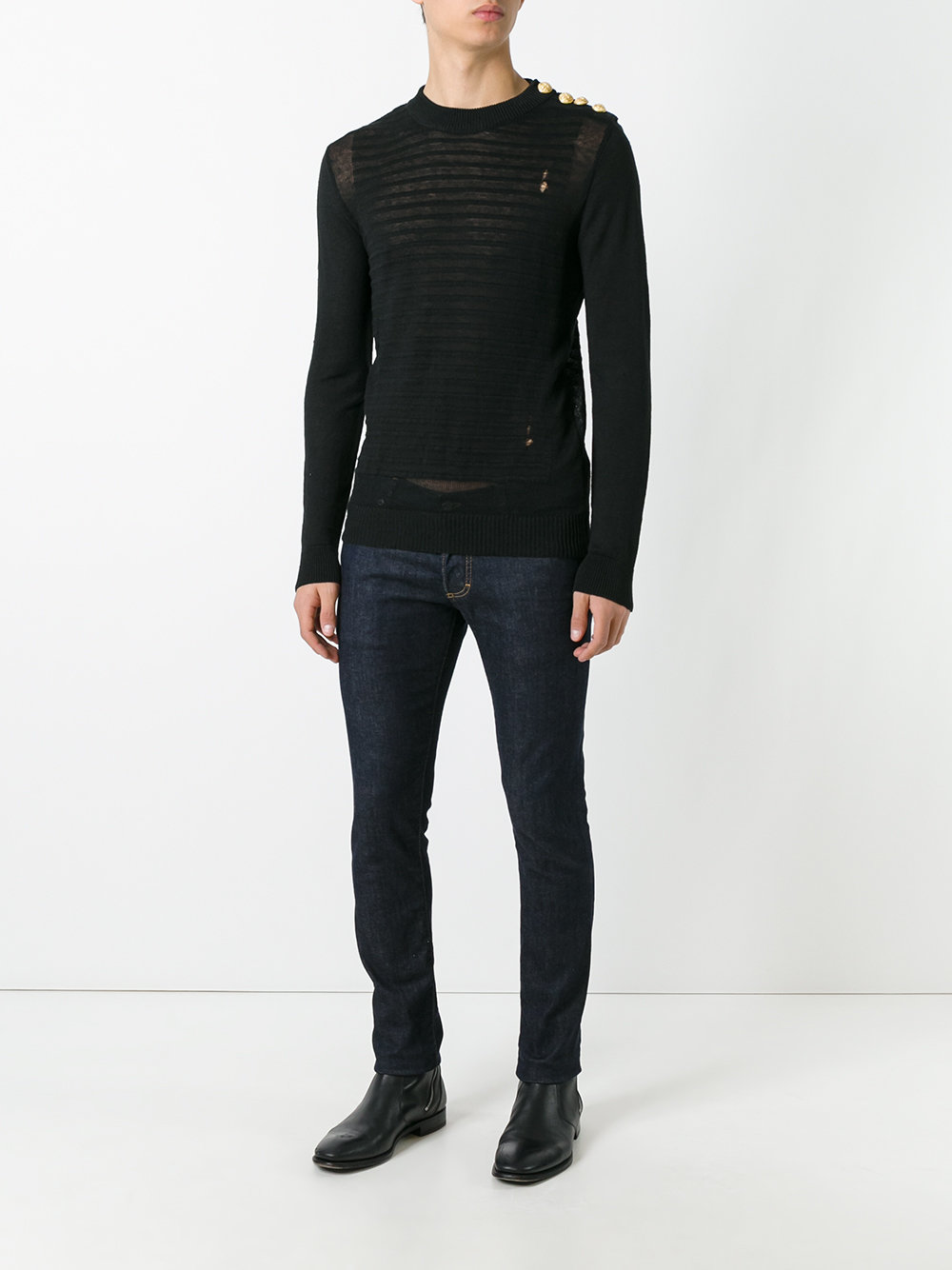 embossed striped jumper