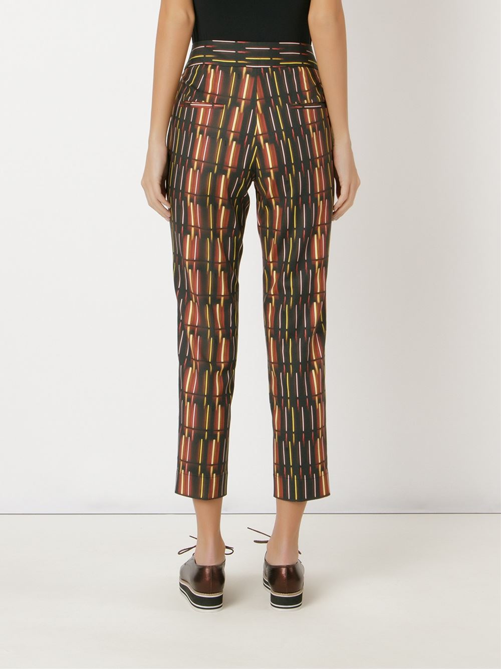 mid-rise printed straight trousers