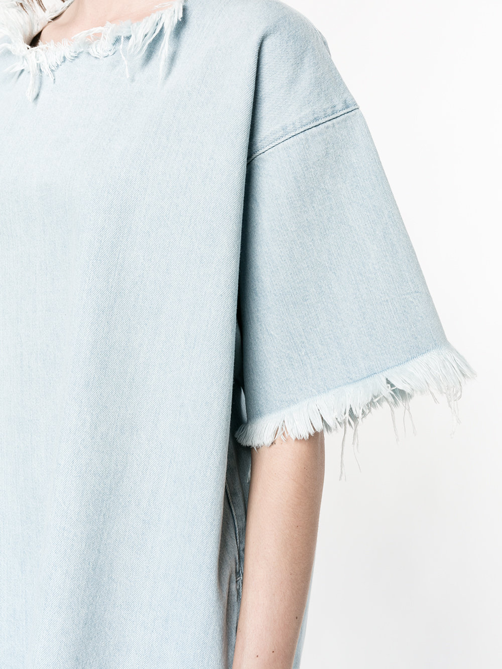 Boxy Fit Frayed Hem Denim Dress 