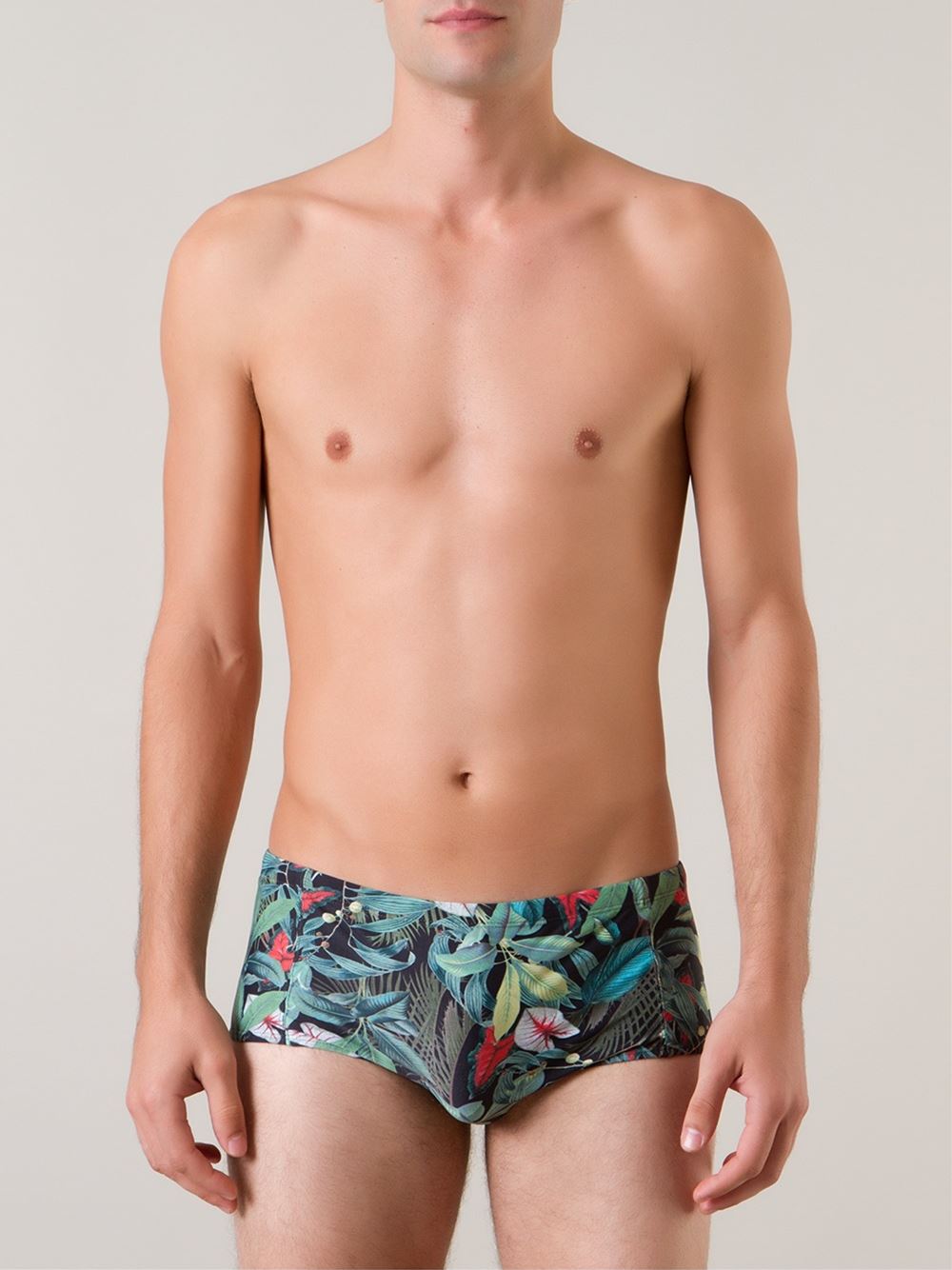 foliage print swim trunks