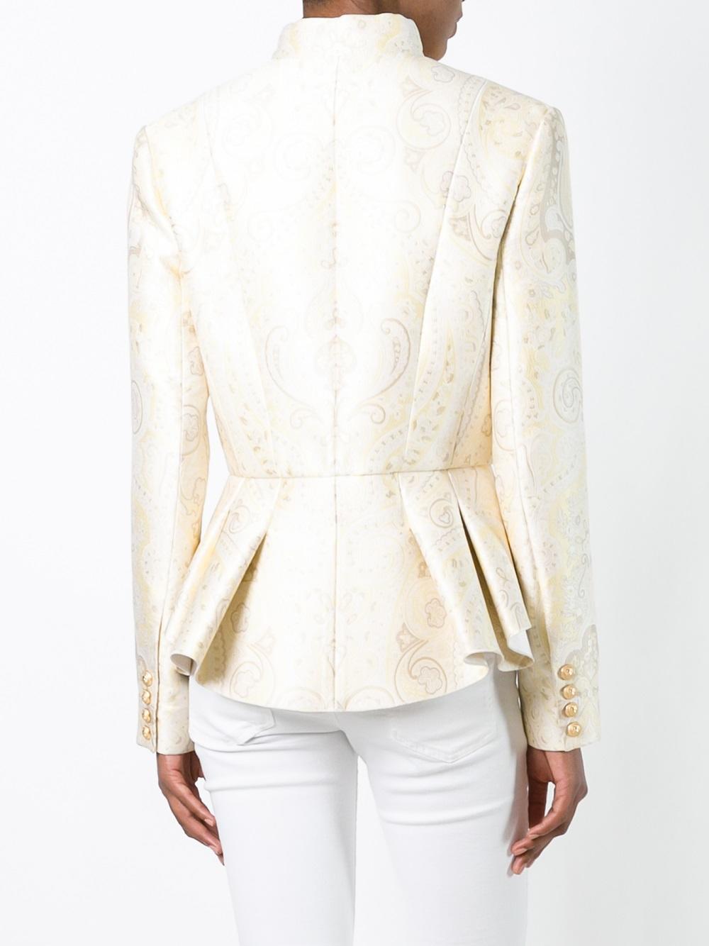 pleated detail paisley jacket