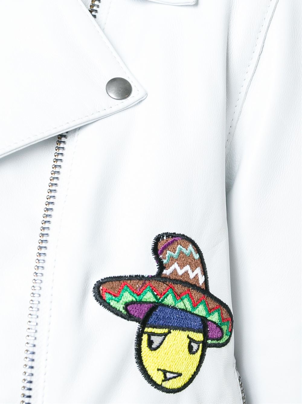 patch detail short sleeve biker jacket